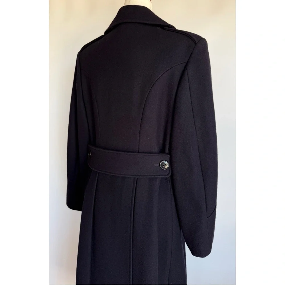 J Peterman Women’s Bobby Coat Long Peacoat Overcoat Wool Size 32 M Navy
